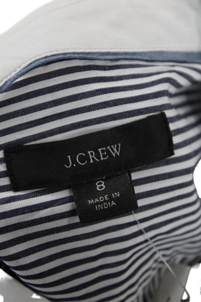 J Crew Womens Striped Cotton Collared Button-Up Top Long Sleeve Size 8