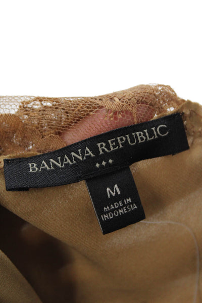 Banana Republic Women Brown V-Neck Camisole 100% Polyester Sleeveless Size M