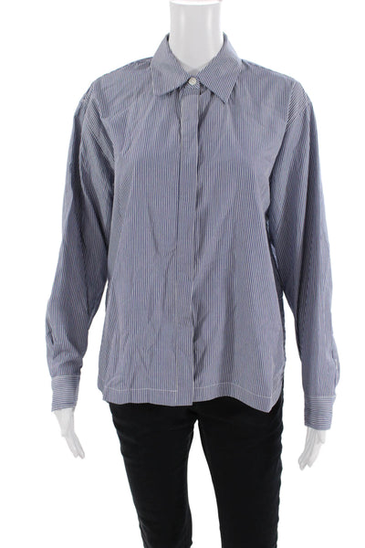 Banana Republic Mens Point Collar Striped Blue Button-Up Long Sleeve Size XS