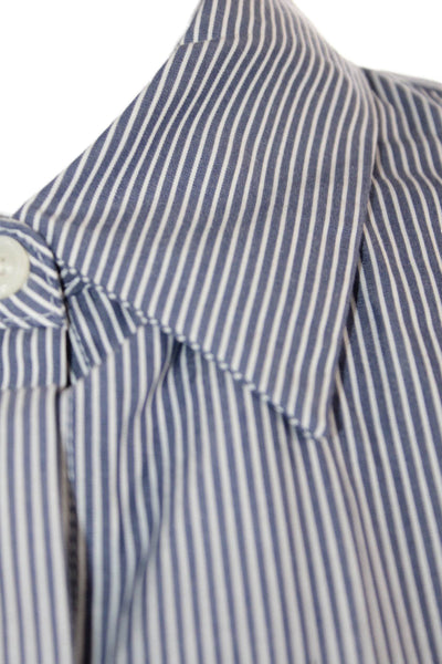 Banana Republic Mens Point Collar Striped Blue Button-Up Long Sleeve Size XS
