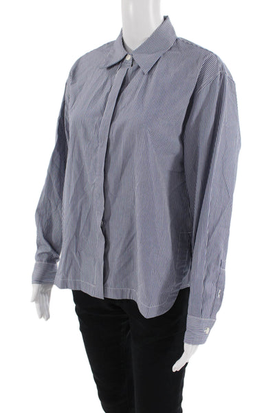 Banana Republic Mens Point Collar Striped Blue Button-Up Long Sleeve Size XS