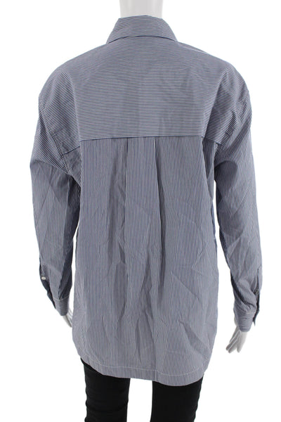 Banana Republic Mens Point Collar Striped Blue Button-Up Long Sleeve Size XS