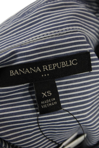 Banana Republic Mens Point Collar Striped Blue Button-Up Long Sleeve Size XS