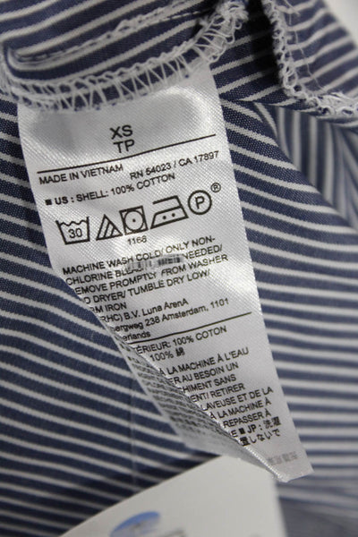 Banana Republic Mens Point Collar Striped Blue Button-Up Long Sleeve Size XS