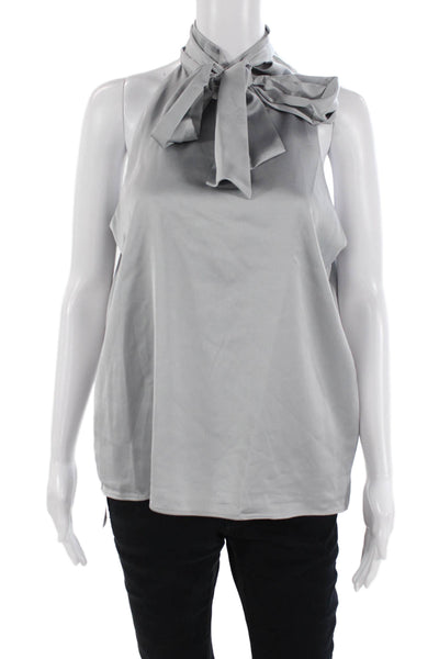 Ann Taylor, Womens Gray Sleeveless High Neck Blouse Size M