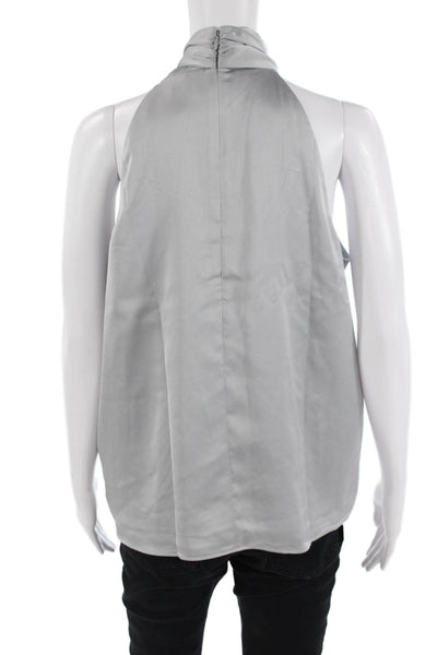 Ann Taylor, Womens Gray Sleeveless High Neck Blouse Size M