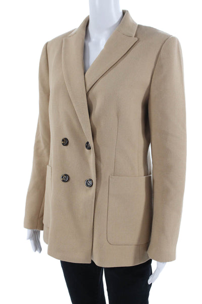 Ann Taylor Women Classic Beige Blazer Collared Button Long Sleeve Size 8