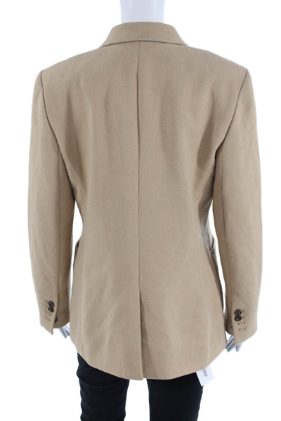 Ann Taylor Women Classic Beige Blazer Collared Button Long Sleeve Size 8
