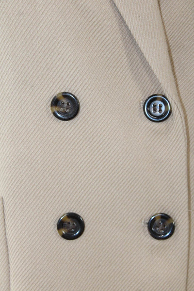 Ann Taylor Women Classic Beige Blazer Collared Button Long Sleeve Size 8