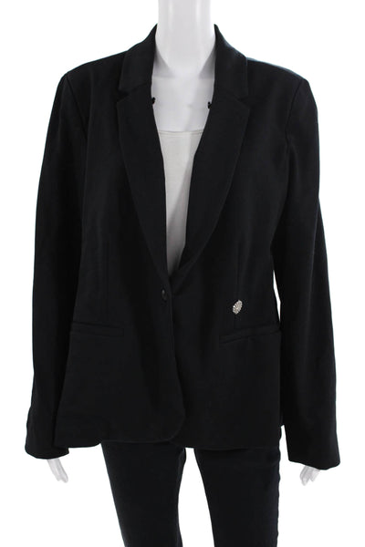 Designer Unisex Black Moon Graphic Collared Button Blazer Size XL