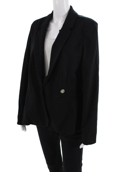 Designer Unisex Black Moon Graphic Collared Button Blazer Size XL