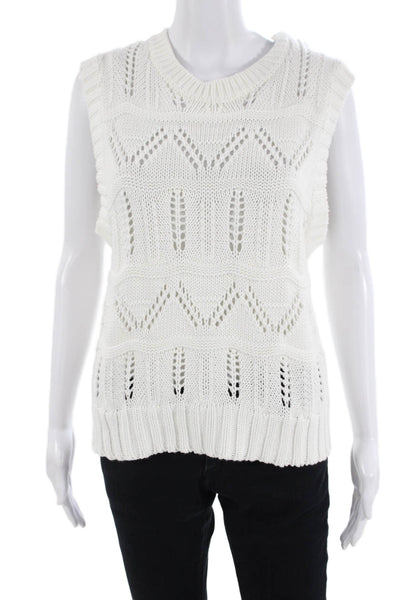 Cotton By Autumn Cashmere Womens White Cotton Geometric Crew Neck Vest Size L