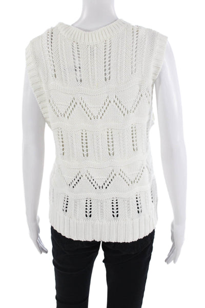 Cotton By Autumn Cashmere Womens White Cotton Geometric Crew Neck Vest Size L