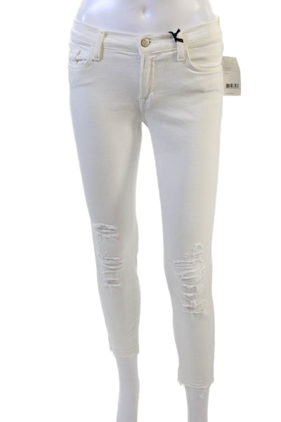 J Brand Women Skinny Cropped Ankle Jeans White Mid Rise Size 27