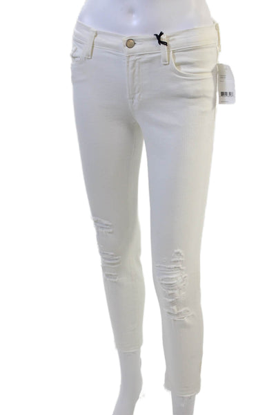 J Brand Women Skinny Cropped Ankle Jeans White Mid Rise Size 27