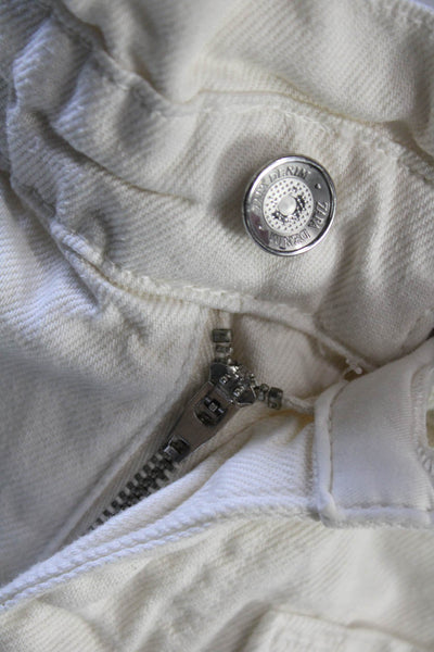 Zara Womens Ankle Paperbag White Cotton Pants Size 2