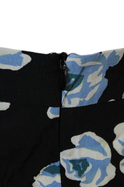 Zara Womens Floral Print A Line Maxi Skirt Black Blue Size Medium