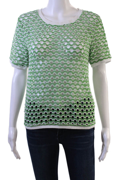 Zara Women Green Crew Neck Short Sleeve T-Shirt Size M