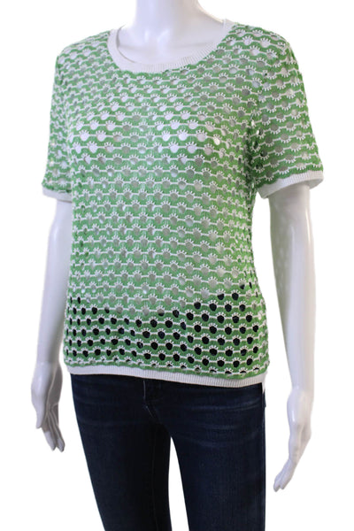 Zara Women Green Crew Neck Short Sleeve T-Shirt Size M