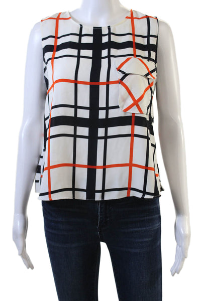 Zara Basic Women Black Check Sleeveless Round Neck Zip Blouse Size M