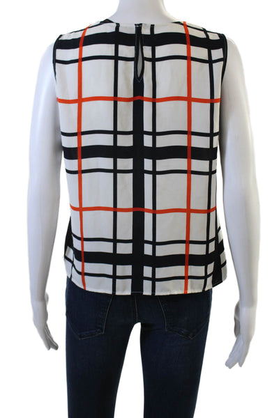 Zara Basic Women Black Check Sleeveless Round Neck Zip Blouse Size M