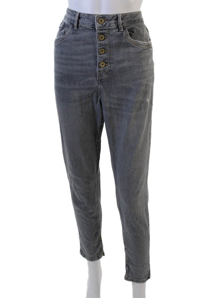Zara Womens Mom Ankle Jeans Gray High Rise Cotton Elastane Size 8