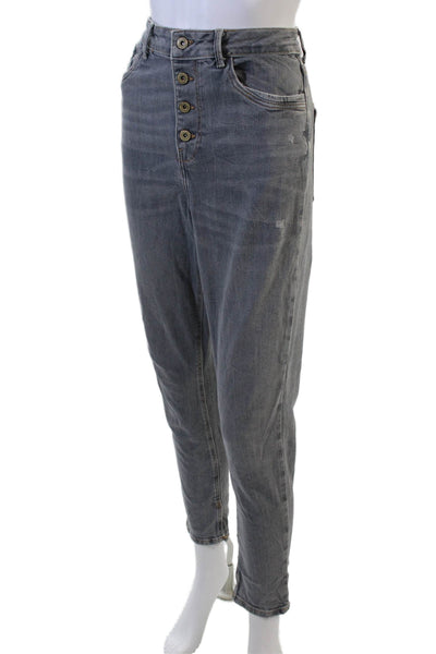 Zara Womens Mom Ankle Jeans Gray High Rise Cotton Elastane Size 8