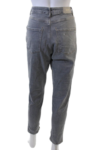 Zara Womens Mom Ankle Jeans Gray High Rise Cotton Elastane Size 8