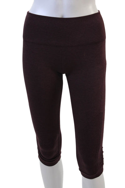 Lululemon Womens Ruched Bottom Pull On Cropped Leggings Purple Size 6