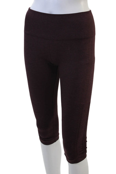 Lululemon Womens Ruched Bottom Pull On Cropped Leggings Purple Size 6