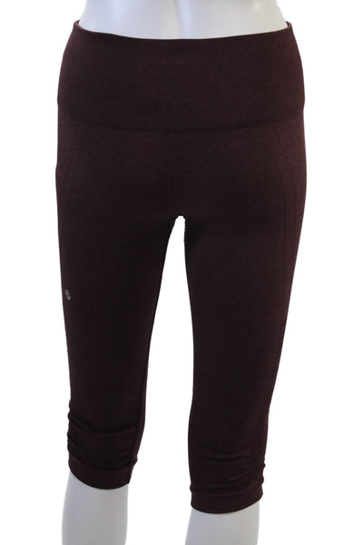 Lululemon Womens Ruched Bottom Pull On Cropped Leggings Purple Size 6