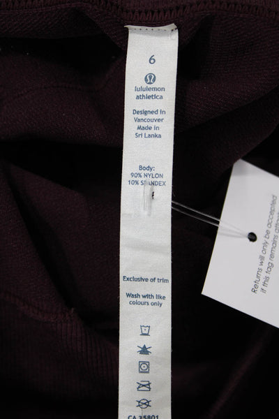 Lululemon Womens Ruched Bottom Pull On Cropped Leggings Purple Size 6