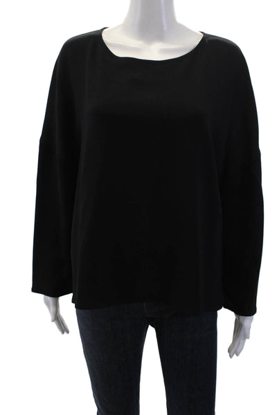 Helmut Lang Women Basic Black Long Sleeve Round Neck Blouse Size S