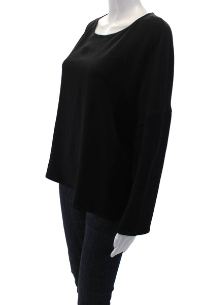 Helmut Lang Women Basic Black Long Sleeve Round Neck Blouse Size S