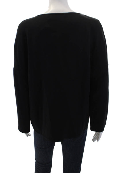 Helmut Lang Women Basic Black Long Sleeve Round Neck Blouse Size S