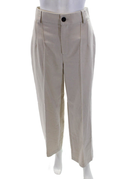 Zara Women Cropped Dress Pants Beige Button Size XS