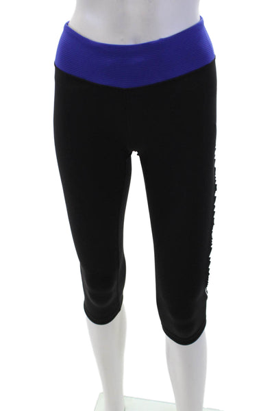 Lululemon Women's Midrise Fitted Colorblock Ruffle Cropped Legging Black Size 2