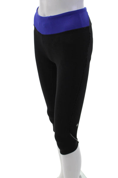 Lululemon Women's Midrise Fitted Colorblock Ruffle Cropped Legging Black Size 2
