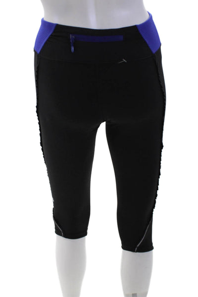 Lululemon Women's Midrise Fitted Colorblock Ruffle Cropped Legging Black Size 2