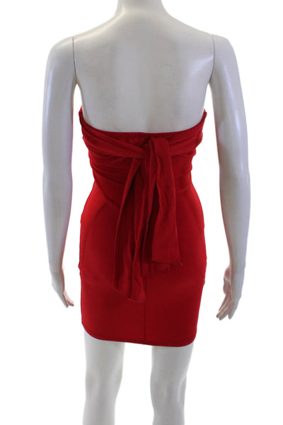 Blue Blush Womens Bodycon Mini Dress Red Tie Sleeveless Size S