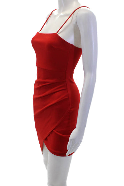 Blue Blush Women Bodycon Mini Red Sleeveless Square Neck Dress Size S
