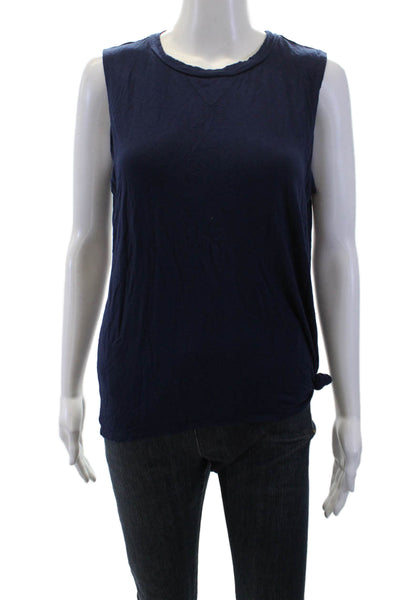 Zara Women Basic Sleeveless Tank Dark Blue Rayon Spandex Crew Neck Size S