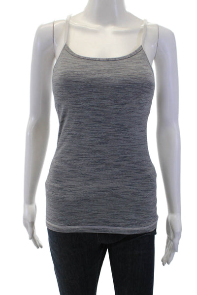 Lululemon Women Striped Gray Nylon Blend Camisole Round Neck Sleeveless Size 2