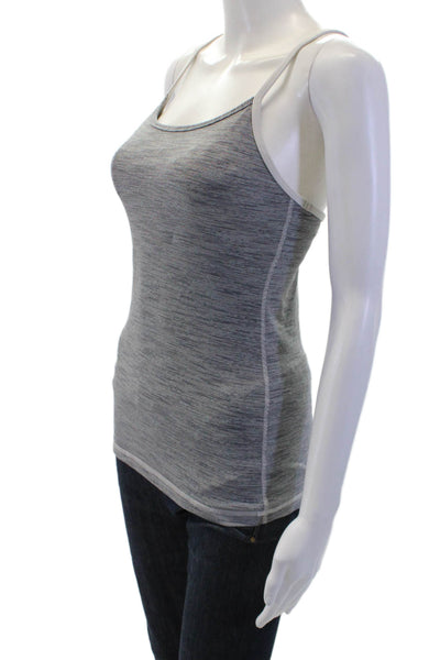 Lululemon Women Striped Gray Nylon Blend Camisole Round Neck Sleeveless Size 2