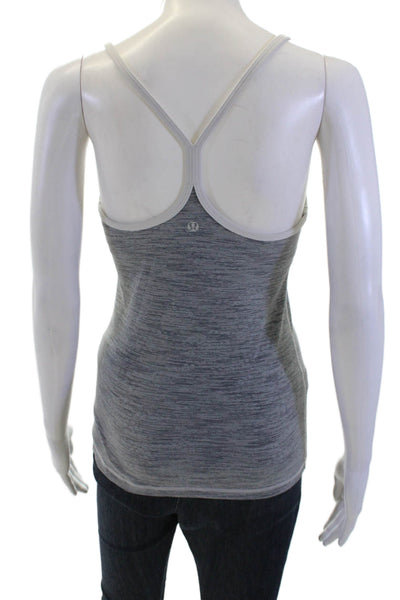 Lululemon Women Striped Gray Nylon Blend Camisole Round Neck Sleeveless Size 2