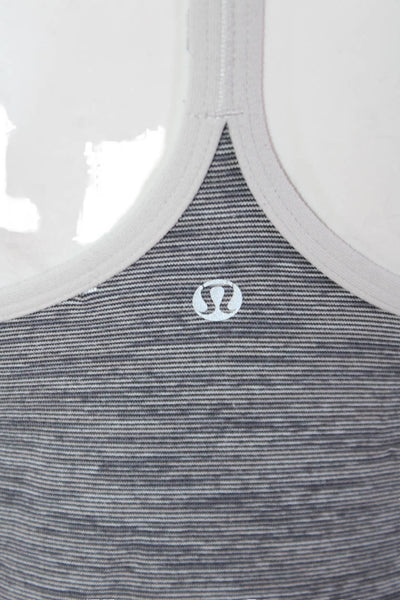 Lululemon Women Striped Gray Nylon Blend Camisole Round Neck Sleeveless Size 2