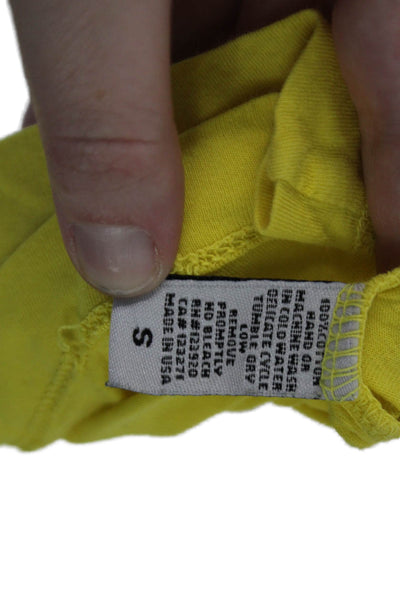 Soul Cycle Women Basic Sleeveless Tank Yellow Cotton Skull Neck Size S