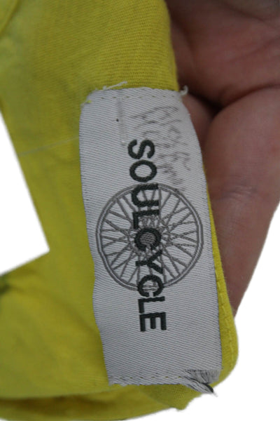 Soul Cycle Women Basic Sleeveless Tank Yellow Cotton Skull Neck Size S
