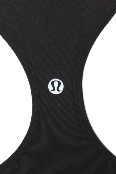 Lululemon Women Black Basic Tank Round Neck Nylon Blend Size 2