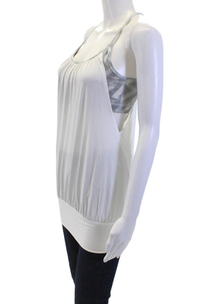 Lululemon Women White Nylon Blend Sleeveless Camisole Round Neck Size S